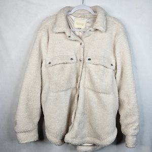 Blank NYC ivory sherpa snap button shacket Jacket Coat sz L